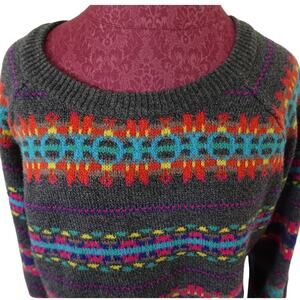 Old Navy Nordic style sweater bright colors on grey Xl womans